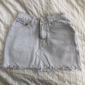 white denim mini skirt